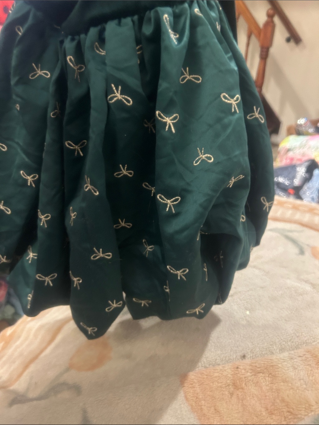 Nwt Sz 4t Green/Gold Bow Dress By Audrey Camille — image 3 of 4